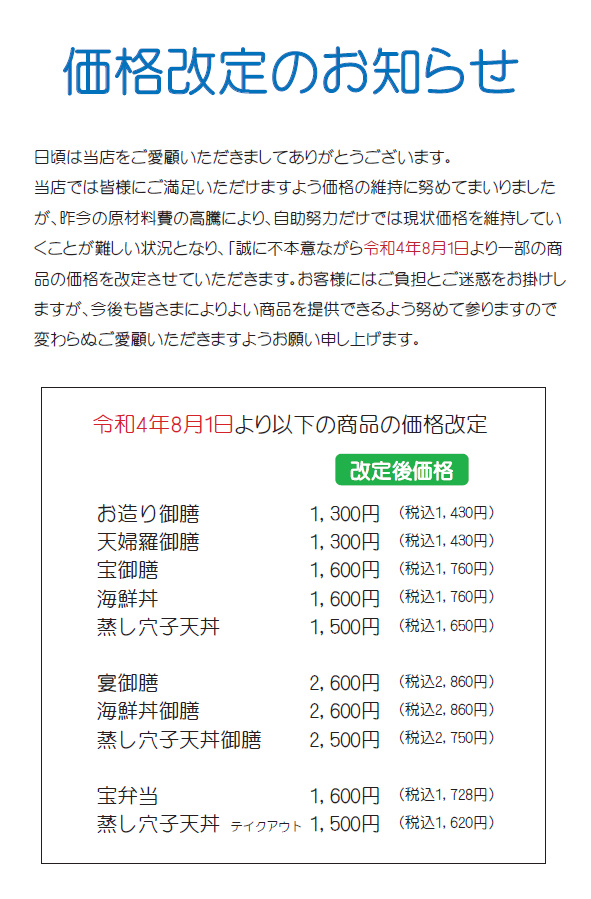 価格改定
